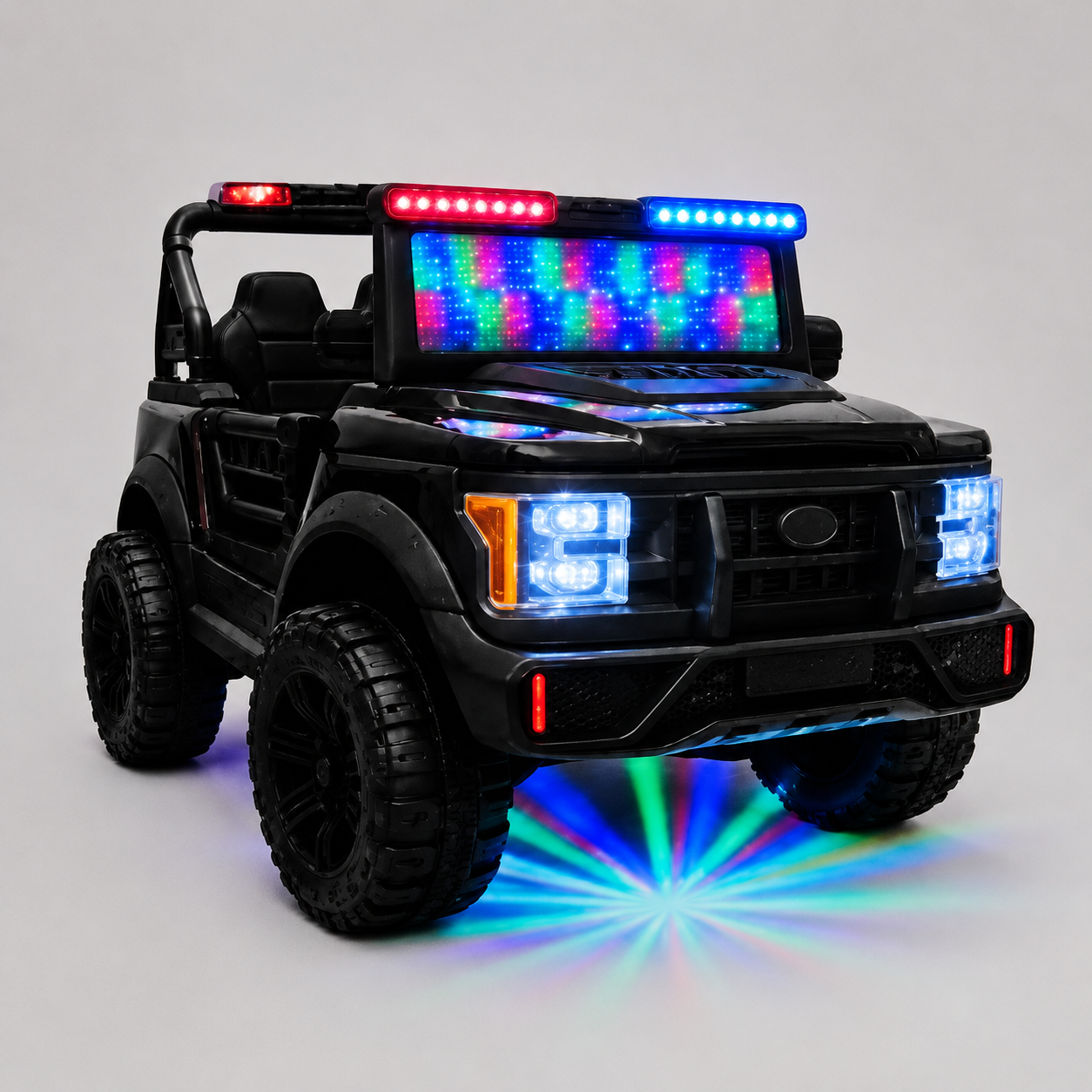 Kids 2-Seater Electric Car – Leather Seat Ride-On Jeep (M-28 BLACK)