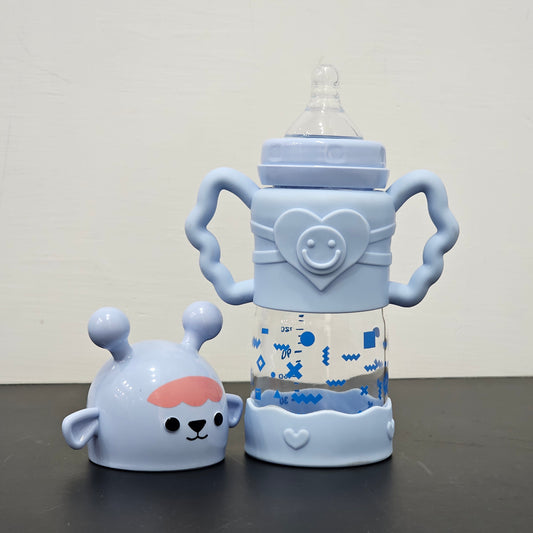 Baby Glass Feeder Blue 250ml – Safe & Stylish Feeding Bottle | Bacha Toys