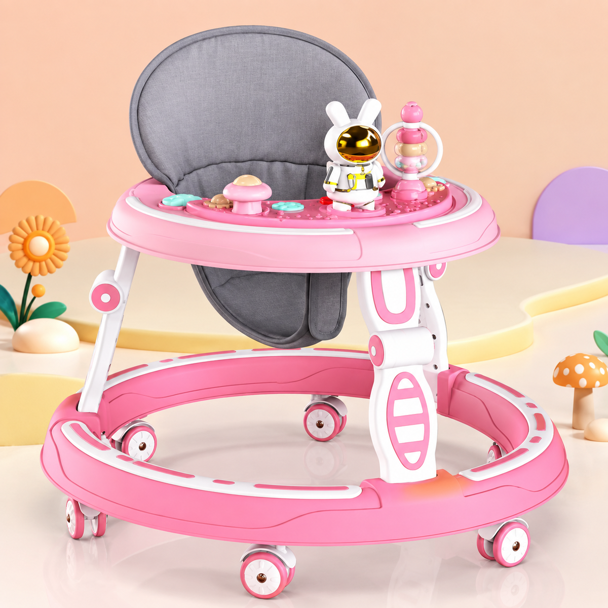 Baby Walker with Music, 360° Rotating Wheels & Attractive Toys #HZL-603