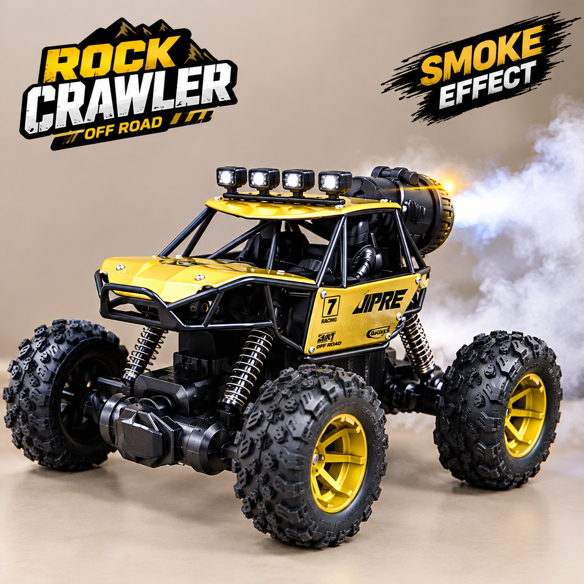 Rock Crawler RC Car Toy with Lights, Spray & Smoke Effect