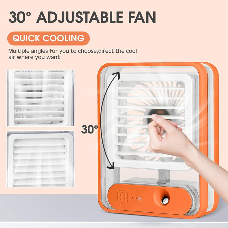 Mini Nano Spray Air Cooler Fan – 3 Speed LED Humidifier