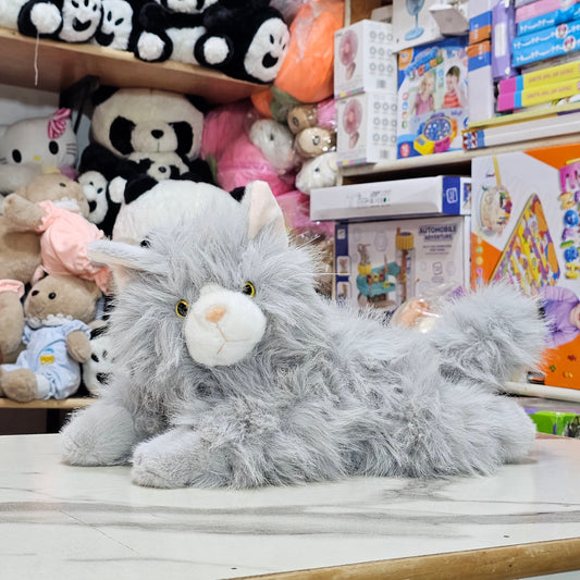Gray Persian Cat Plush – 35cm Soft Toy with Sound | Bacha Toys