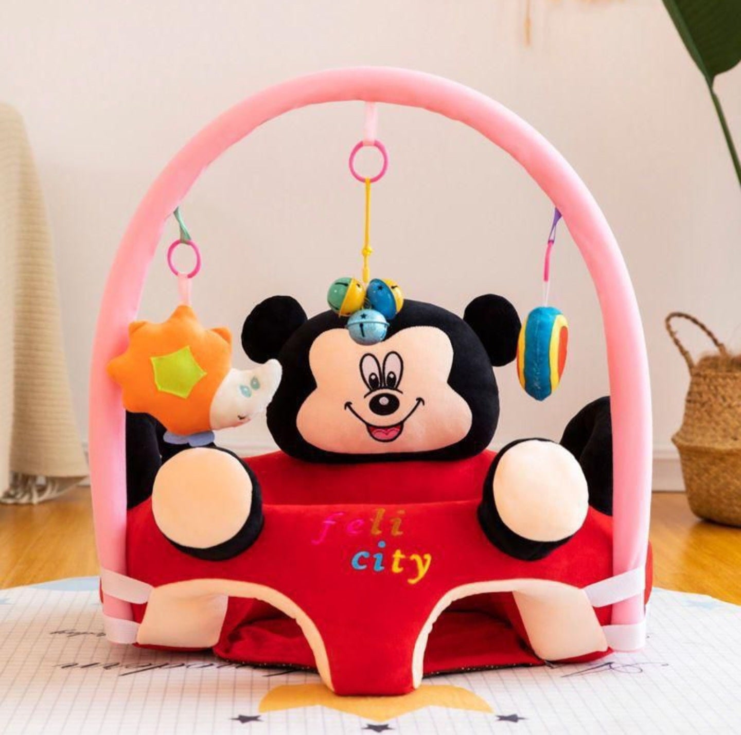 Animal & Rattle Floor Seat / Baby Sofa – Comfortable Support Seat for Kids | Bacha Toys