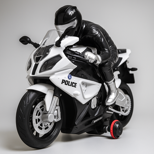 Police Moto Top Model 1:20 – Remote Control Motorcycle with 360° Spin, Lights & Sound | Bacha Toys