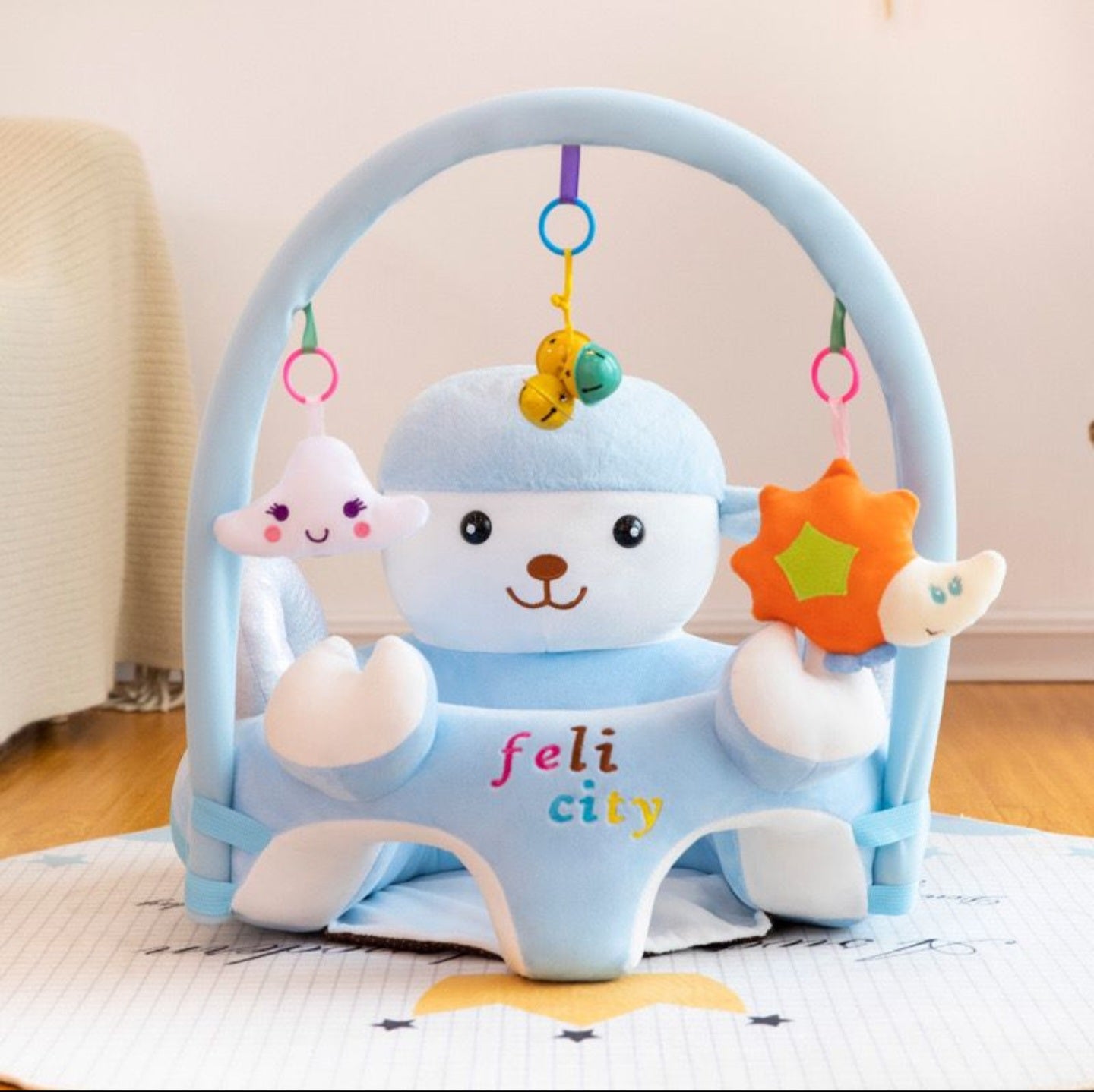 Animal & Rattle Floor Seat / Baby Sofa – Comfortable Support Seat for Kids | Bacha Toys
