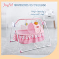 R.C Baby Swing with Sun Canopy & Mosquito Net – Soft Rattles, Music & 5 Swing Modes | Bacha Toys